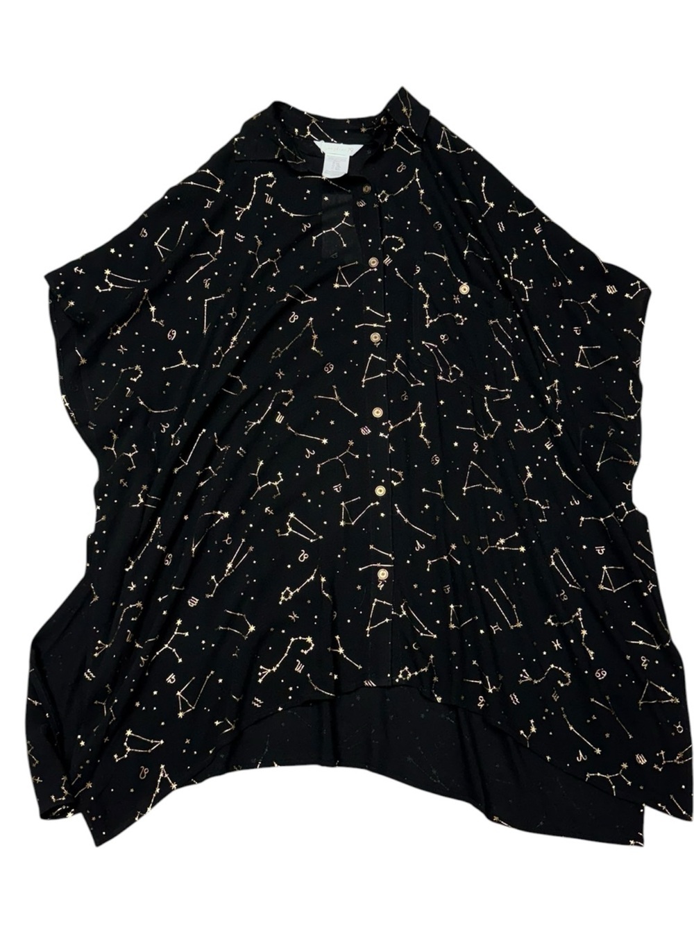 Sunshine 79 Black Gold Constellation Zodiac Button Down Tunic S/M NWT - Picture 13 of 13